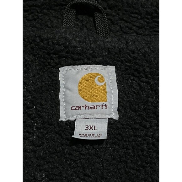 VTG Carhartt Canvas Sherpa Lined Full Zip Vest Moss Black Men’s 3XL Distressed - Picture 3 of 12